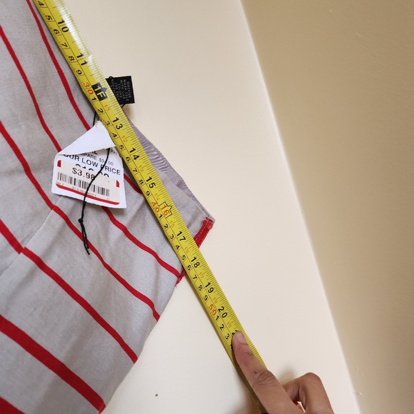 Midi skirt with belt. XL. Red and taupe stripes - Picture 6 of 7